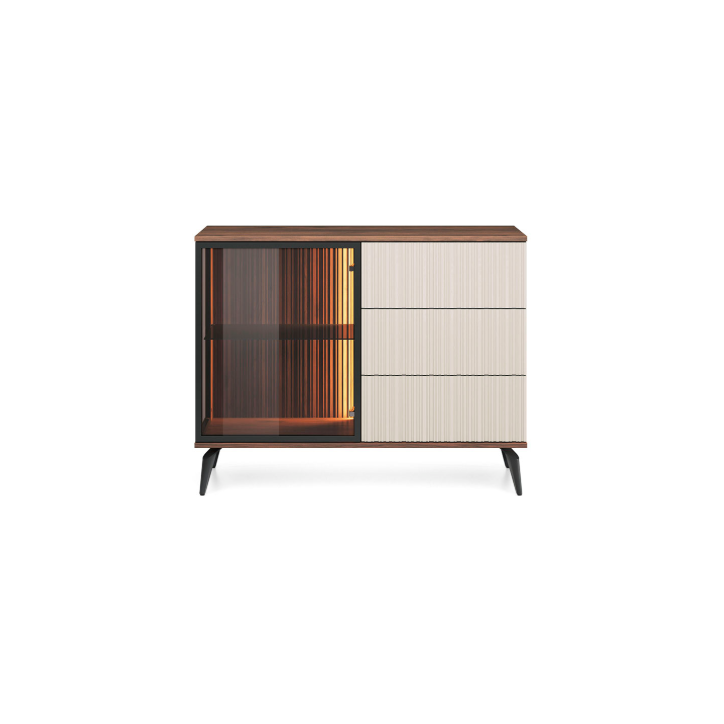 Ensemble meuble TV VICI couleur Cachemire / Noyer Warmia